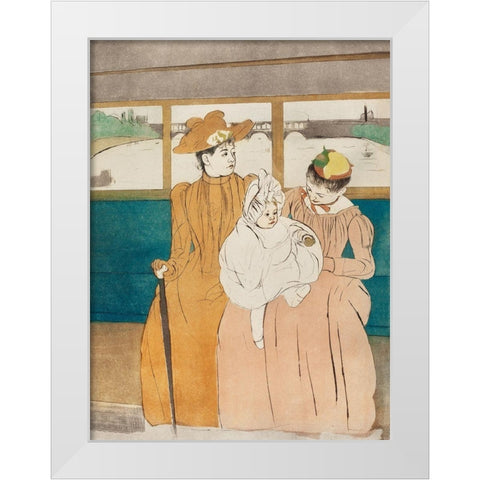 In the Omnibus White Modern Wood Framed Art Print by Cassatt, Mary