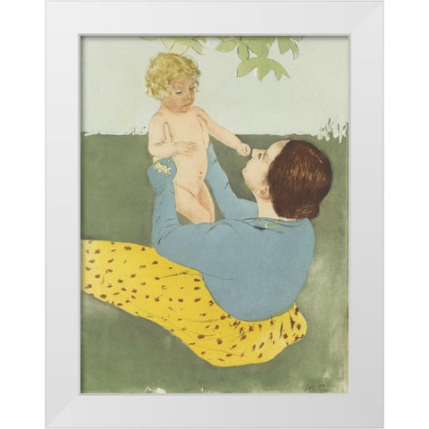 Under the Horse-Chestnut Tree White Modern Wood Framed Art Print by Cassatt, Mary