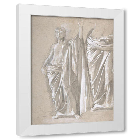 Study of a Draped Figure White Modern Wood Framed Art Print by Degas, Edgar