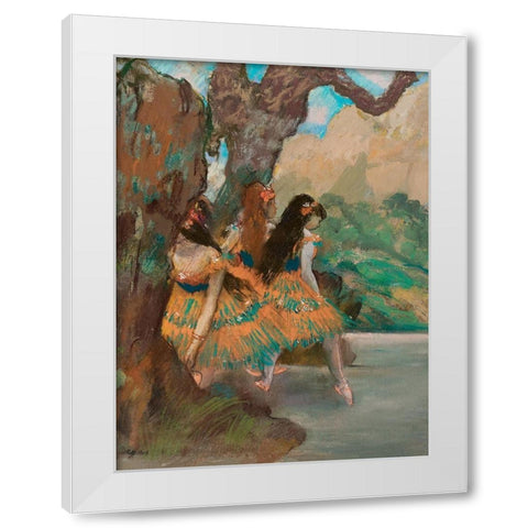 Ballet Dancers White Modern Wood Framed Art Print by Degas, Edgar