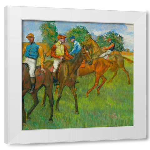 Before the Race White Modern Wood Framed Art Print by Degas, Edgar