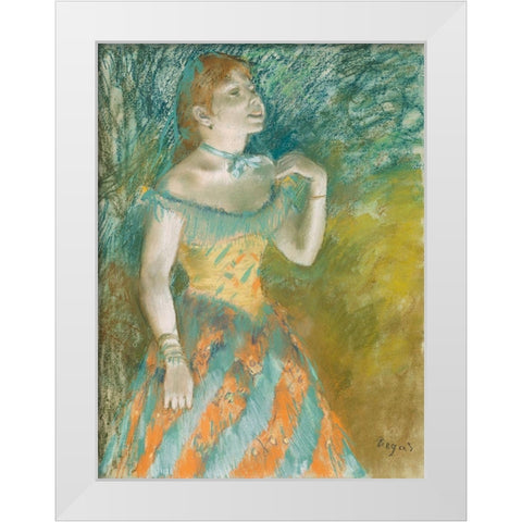 The Singer in Green White Modern Wood Framed Art Print by Degas, Edgar