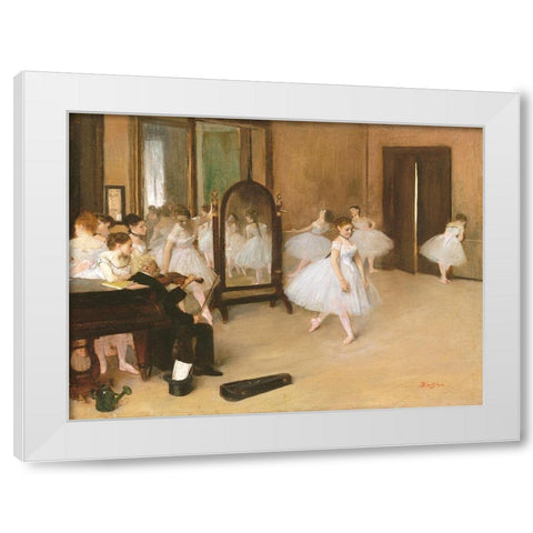 The Dancing Class White Modern Wood Framed Art Print by Degas, Edgar
