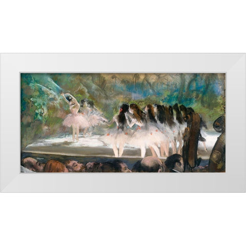 Ballet at the Paris Opera White Modern Wood Framed Art Print by Degas, Edgar