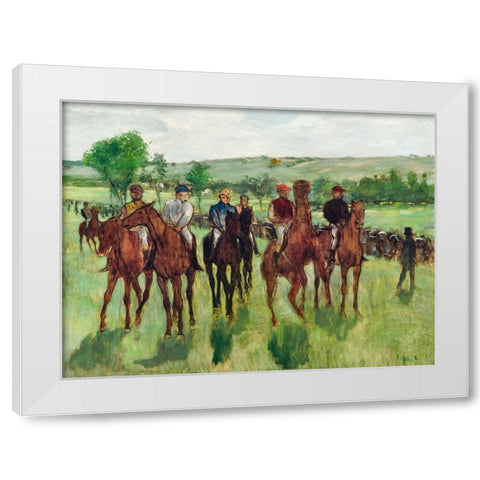 The Riders White Modern Wood Framed Art Print by Degas, Edgar