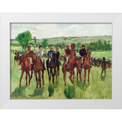The Riders White Modern Wood Framed Art Print by Degas, Edgar