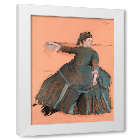 Woman on a Sofa White Modern Wood Framed Art Print by Degas, Edgar