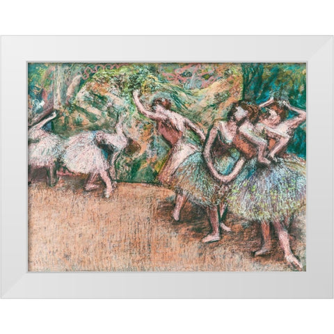 Ballet Scene White Modern Wood Framed Art Print by Degas, Edgar