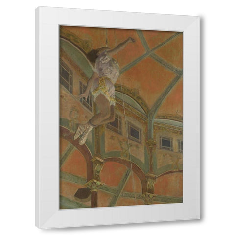 Miss La La at the Cirque Fernando White Modern Wood Framed Art Print by Degas, Edgar