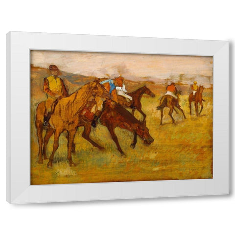 Before the Race White Modern Wood Framed Art Print by Degas, Edgar