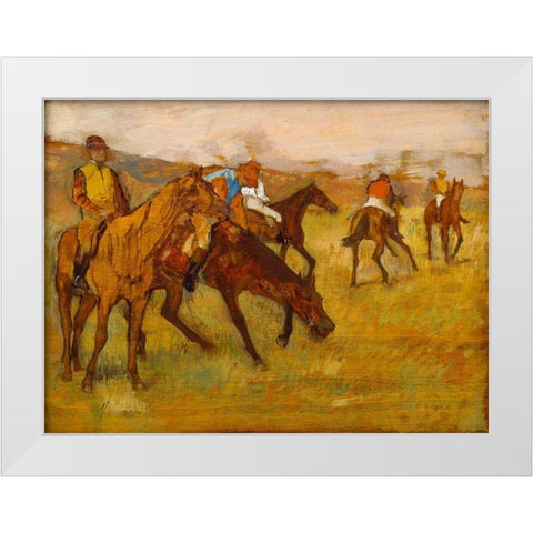 Before the Race White Modern Wood Framed Art Print by Degas, Edgar