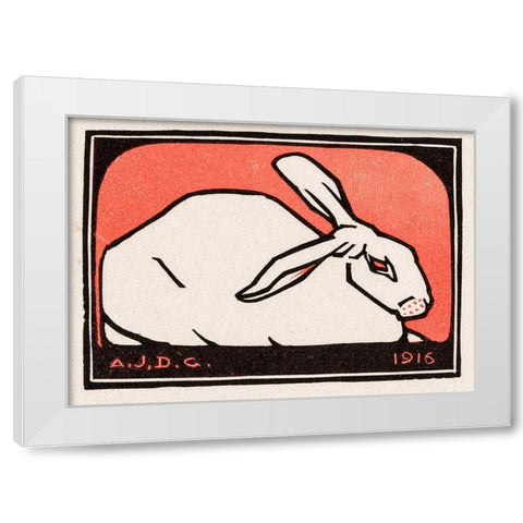 Lying rabbit White Modern Wood Framed Art Print by De Graag, Julie