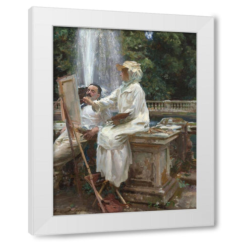 The Fountain, Villa Torlonia, Frascati, Italy White Modern Wood Framed Art Print by Sargent, John Singer
