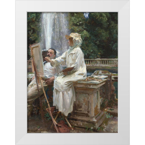 The Fountain, Villa Torlonia, Frascati, Italy White Modern Wood Framed Art Print by Sargent, John Singer