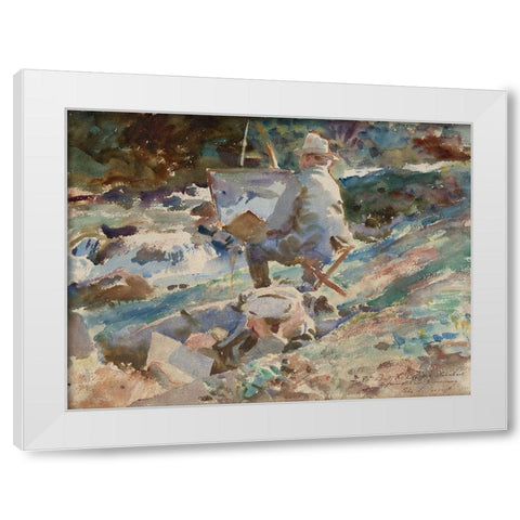 An Artist at His Easel White Modern Wood Framed Art Print by Sargent, John Singer