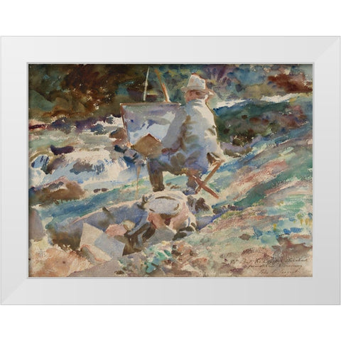An Artist at His Easel White Modern Wood Framed Art Print by Sargent, John Singer