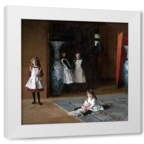The Daughters of Edward Darley Boit White Modern Wood Framed Art Print by Sargent, John Singer