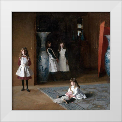 The Daughters of Edward Darley Boit White Modern Wood Framed Art Print by Sargent, John Singer