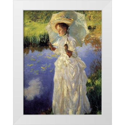 Morning Walk White Modern Wood Framed Art Print by Sargent, John Singer