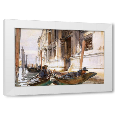 Gondoliers Siesta White Modern Wood Framed Art Print by Sargent, John Singer
