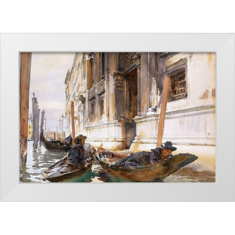 Gondoliers Siesta White Modern Wood Framed Art Print by Sargent, John Singer