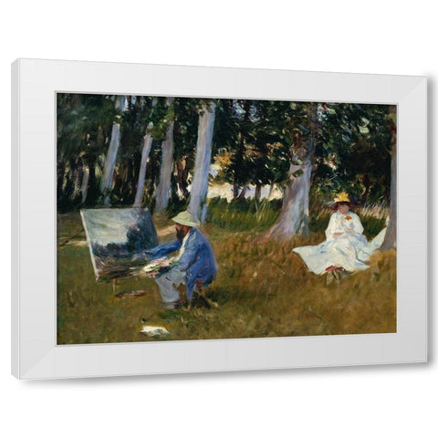 Claude MonetÂ Painting by the Edge of a Wood White Modern Wood Framed Art Print by Sargent, John Singer