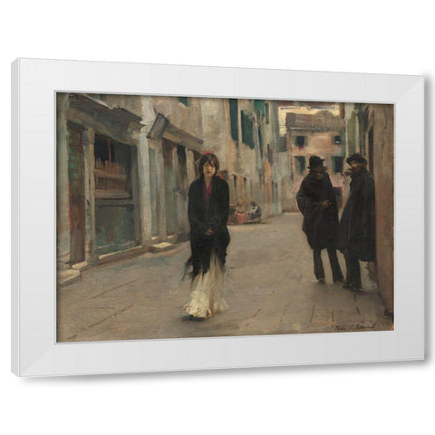 Street in Venice White Modern Wood Framed Art Print by Sargent, John Singer