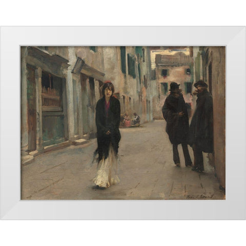 Street in Venice White Modern Wood Framed Art Print by Sargent, John Singer