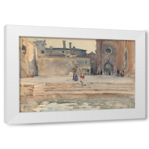 Campo dei Frari, Venice White Modern Wood Framed Art Print by Sargent, John Singer