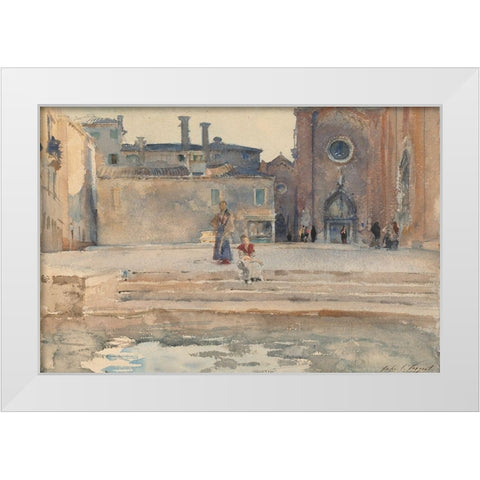 Campo dei Frari, Venice White Modern Wood Framed Art Print by Sargent, John Singer