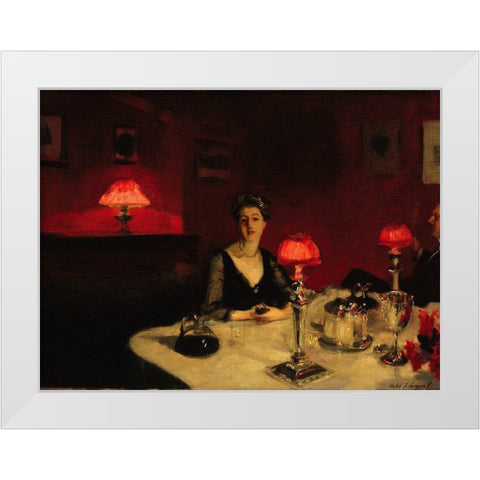 A Dinner Table at Night, 1884 White Modern Wood Framed Art Print by Sargent, John Singer