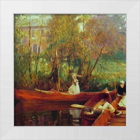 A Boating Party White Modern Wood Framed Art Print by Sargent, John Singer