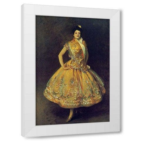 La Carmencita White Modern Wood Framed Art Print by Sargent, John Singer