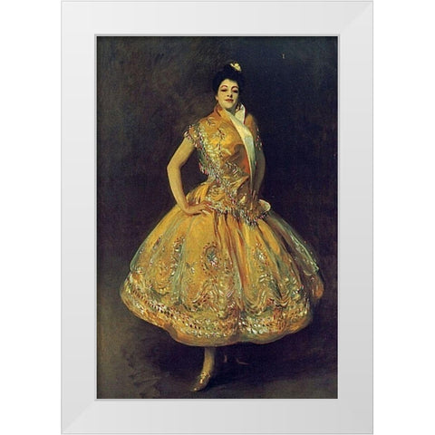 La Carmencita White Modern Wood Framed Art Print by Sargent, John Singer