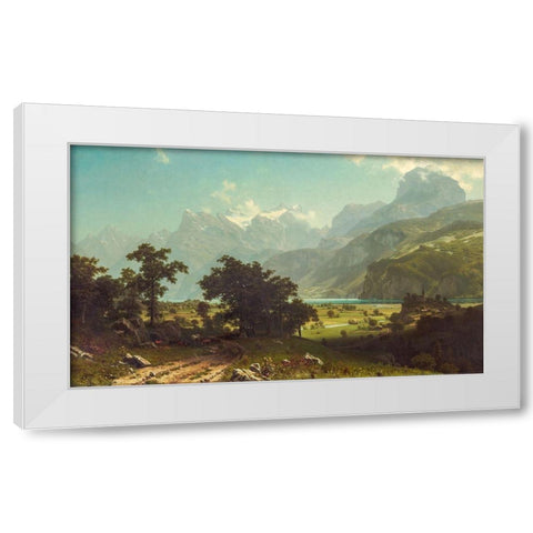 Lake Lucerne White Modern Wood Framed Art Print by Bierstadt, Albert