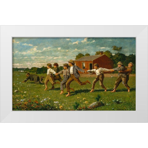 Snap the Whip White Modern Wood Framed Art Print by Homer, Winslow