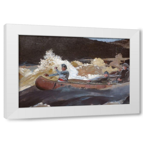 Shooting the Rapids, Saguenay River White Modern Wood Framed Art Print by Homer, Winslow