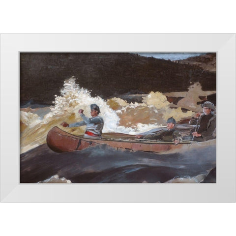 Shooting the Rapids, Saguenay River White Modern Wood Framed Art Print by Homer, Winslow