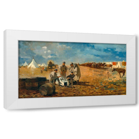 Rainy Day in Camp White Modern Wood Framed Art Print by Homer, Winslow