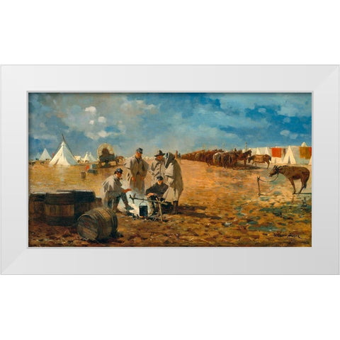 Rainy Day in Camp White Modern Wood Framed Art Print by Homer, Winslow