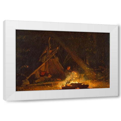 Camp Fire White Modern Wood Framed Art Print by Homer, Winslow