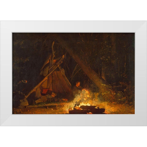 Camp Fire White Modern Wood Framed Art Print by Homer, Winslow