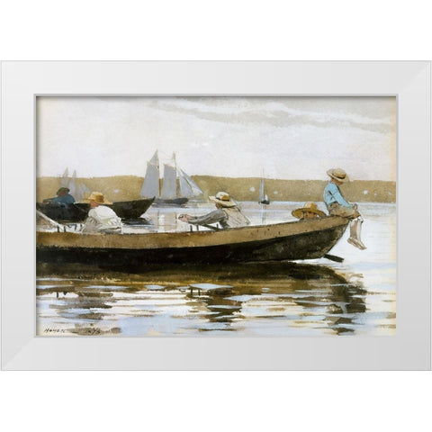 Boys in a Dory White Modern Wood Framed Art Print by Homer, Winslow