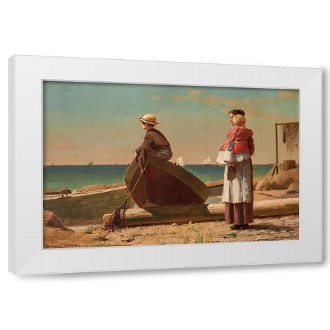 Dads Coming! White Modern Wood Framed Art Print by Homer, Winslow