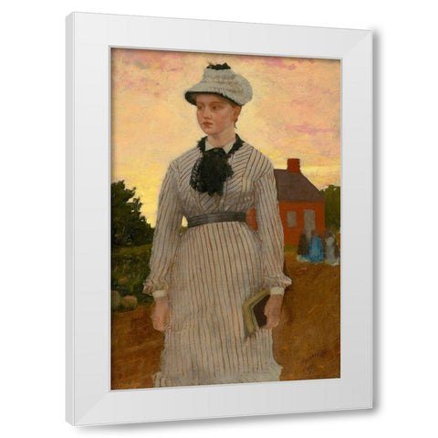 The Red School House White Modern Wood Framed Art Print by Homer, Winslow