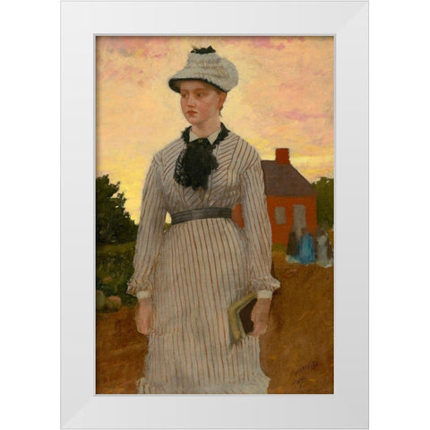 The Red School House White Modern Wood Framed Art Print by Homer, Winslow