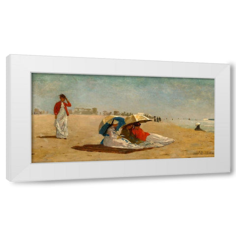 East Hampton Beach, Long Island White Modern Wood Framed Art Print by Homer, Winslow
