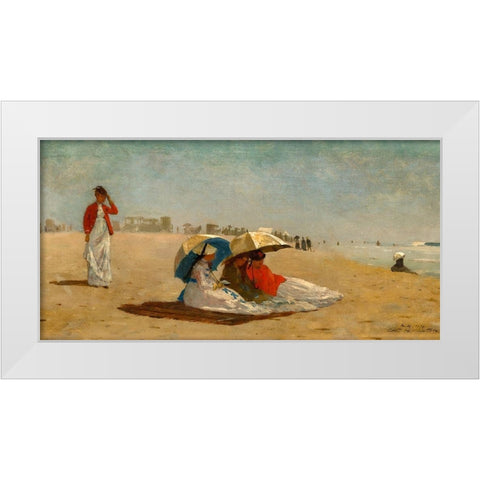 East Hampton Beach, Long Island White Modern Wood Framed Art Print by Homer, Winslow