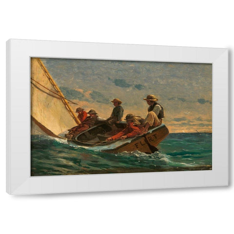 The Flirt White Modern Wood Framed Art Print by Homer, Winslow