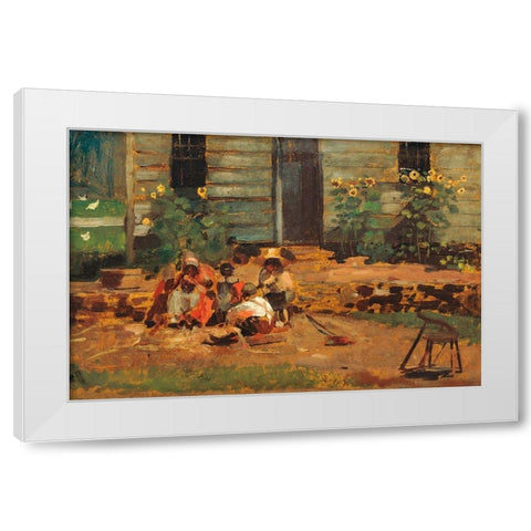 Sketch of a Cottage Yard White Modern Wood Framed Art Print by Homer, Winslow